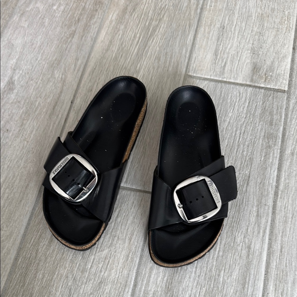 Birkenstock Black Sandals with Silver Buckle